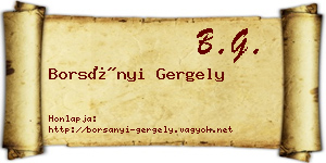Borsányi Gergely névjegykártya